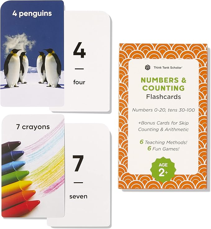 Award-Winning Numbers & Counting Flash Cards for Kids Ages 2-8 – Learn Counting 0-100, Number Recognition & Basic Math – 36 Durable Cards with Real Images for Preschool to Kindergarten
