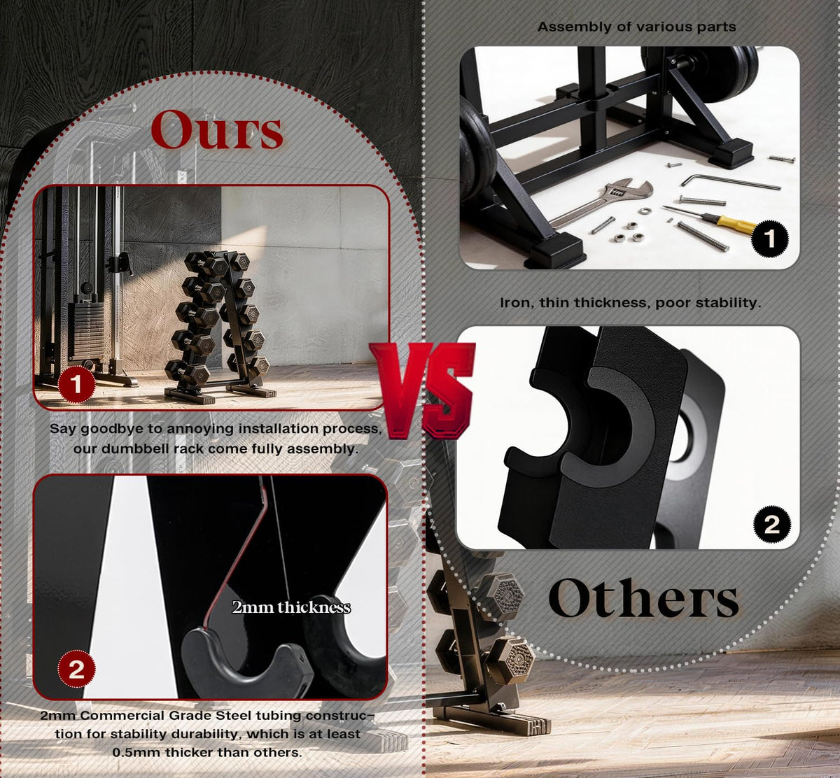 5 Tier Dumbbell Rack Weight Rack for Home Gym