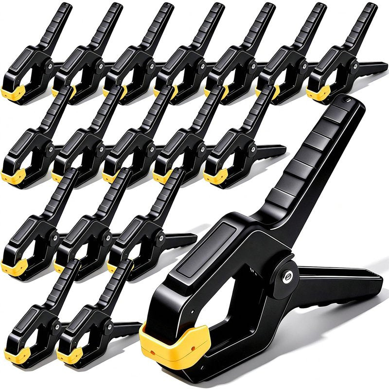 SZTCECDM 18 Pack Heavy Duty Spring Clamps, 3.5inch Multipurpose Woodworking Clamps, Balloon Arch & Tarp Clips for Backdrop Hanging, Secure Hold, Plastic Clips(Yellow)