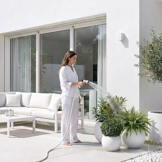 DTY Signature Mount Sherman Modern Indoor Outdoor Fiberstone Sphere Planter, Durable Round Garden Pot, Weather Resistant, Drainage Hole & Rubber Plug, Planter for Christmas Tree - Large, White
