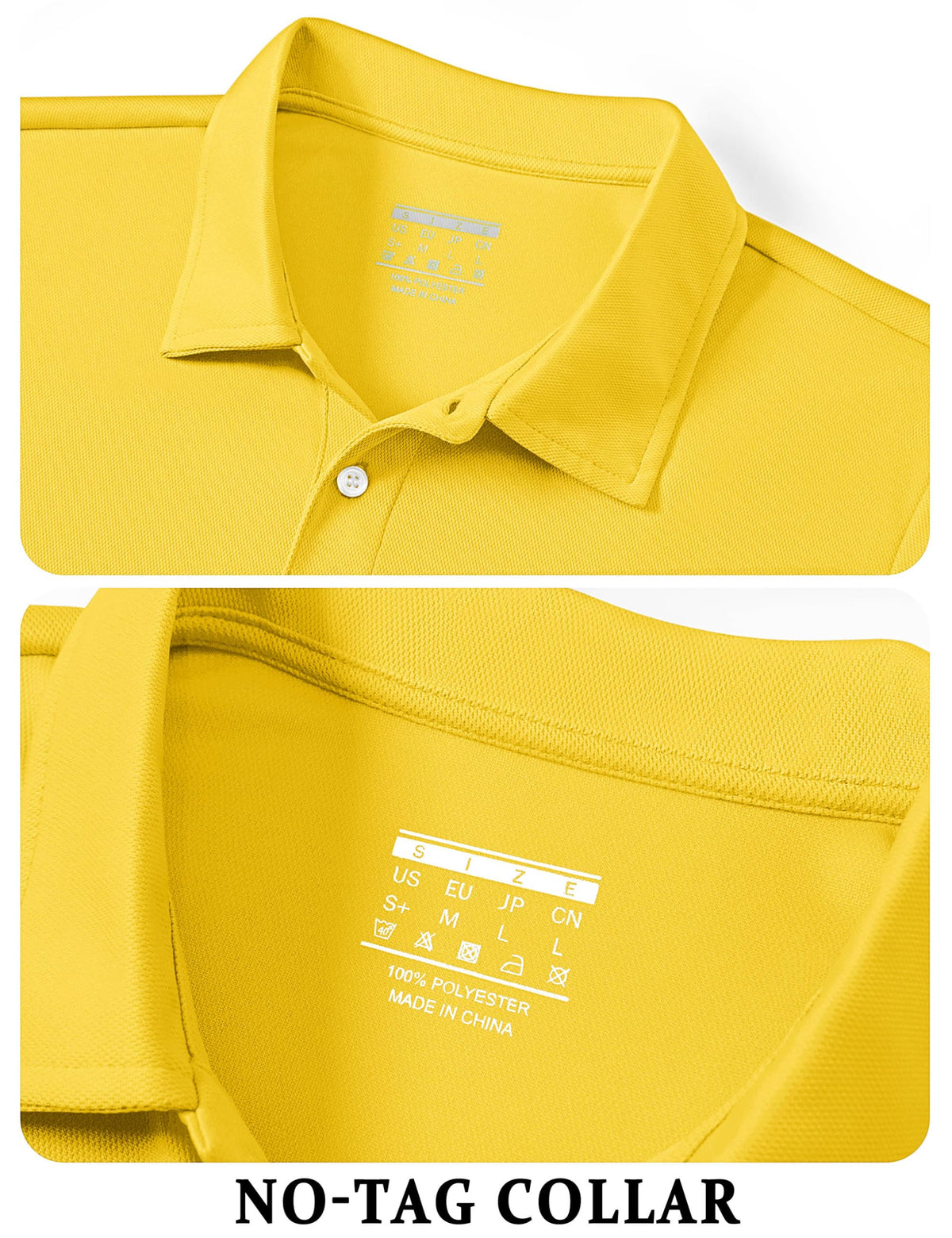 TACVASEN Mens Golf Shirt Dry Fit Mens Polo Shirts Short Sleeve Performance Golf Polos for Men with Collar Work Shirts Yellow, L
