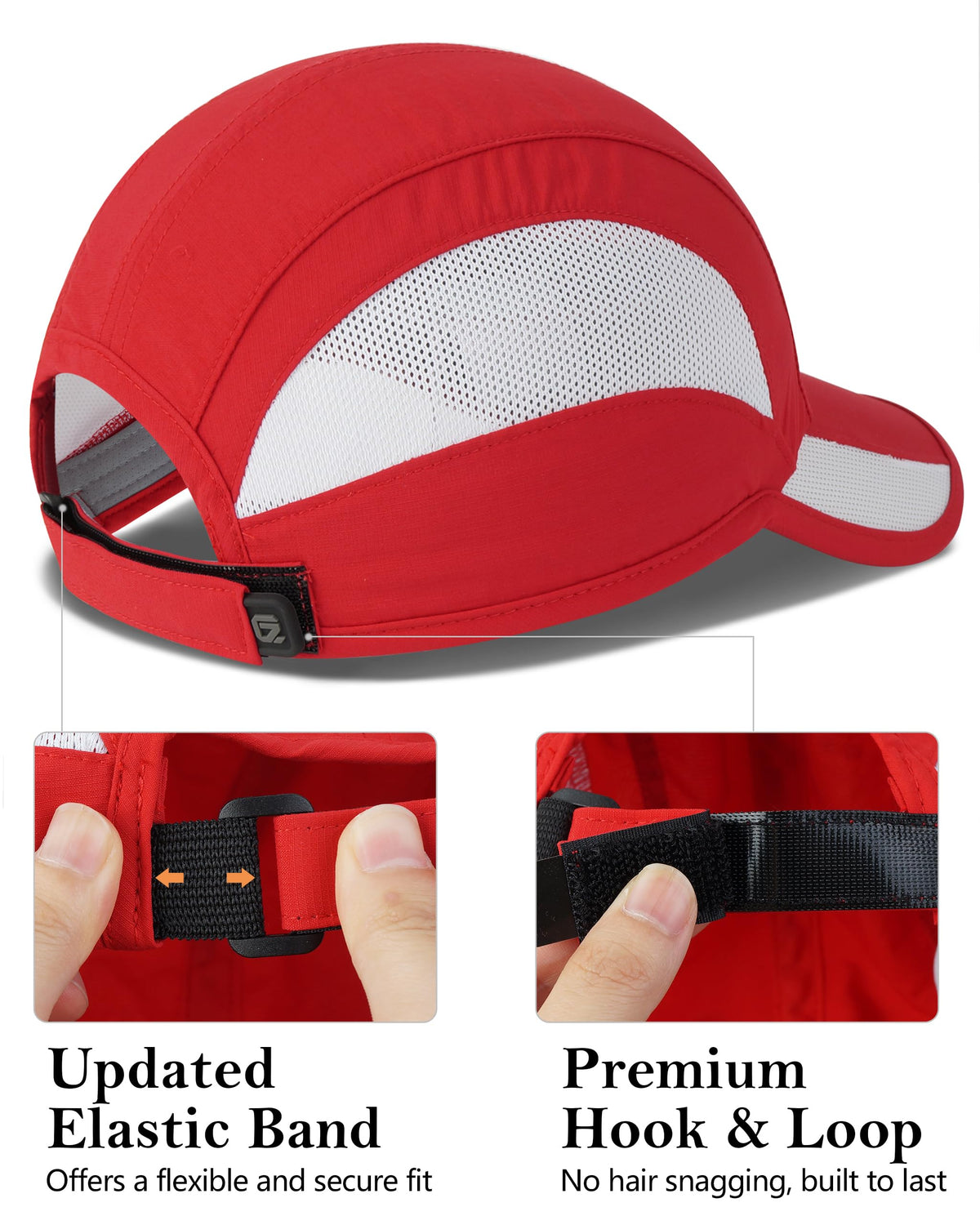 GADIEMKENSD Outdoor Running Hat Dri Fit Baseball Cap UPF50+ Cooling Summer Sun Hat with Breathable Mesh Ball Cap for Golf Tennis Jogging Sport Hiking Red M/L 7-7 1/2