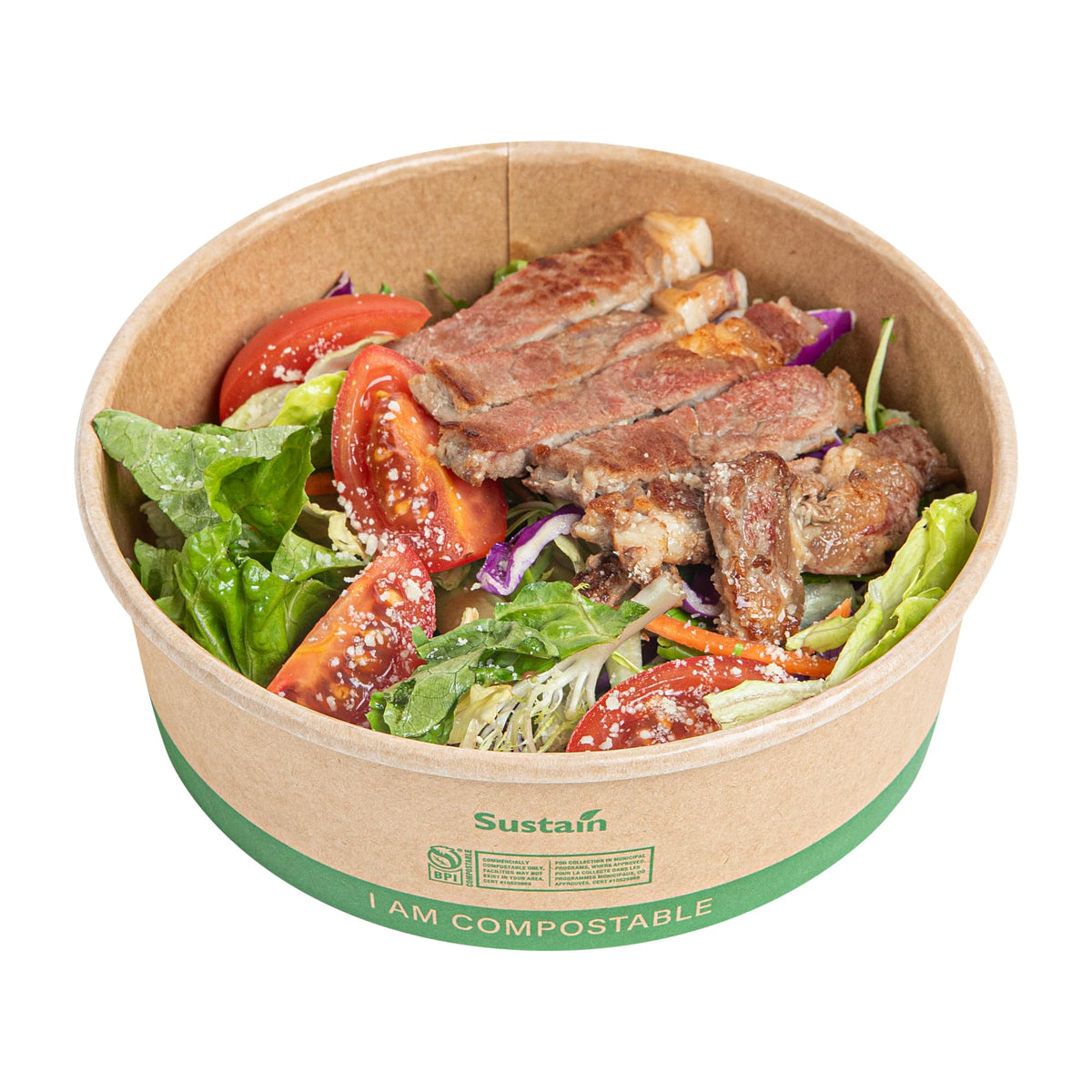 Restaurantware Compostable Paper Food Containers 200 Pack Of 37 oz BPI-Certified Round Kraft Salad Bowls Disposable Grease-Resistant Meal Prep Take Out Containers For Ice Creams, Soups, Snacks