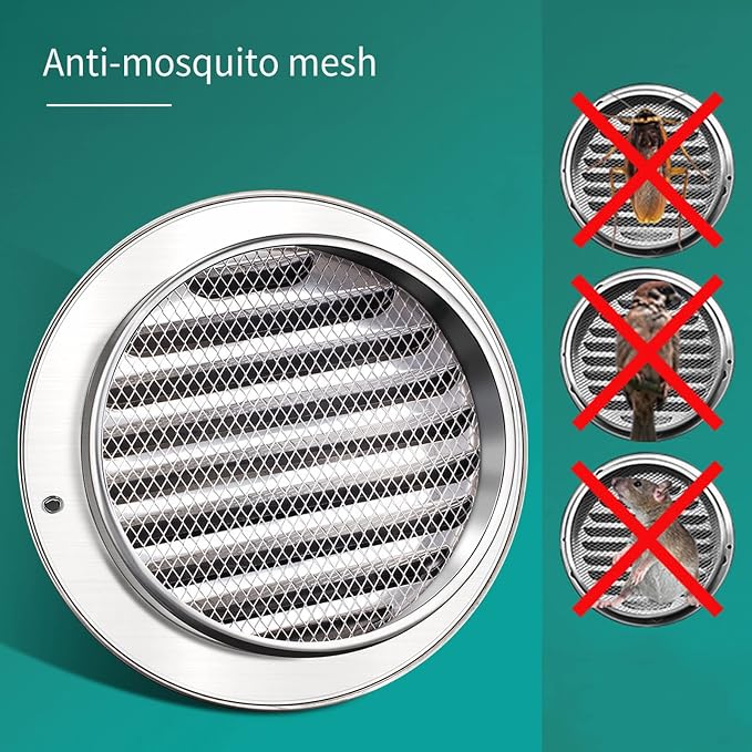Wall Vent Cover 2"-12" Stainless Steel Round Exhaust Grille Outlet Ventilation