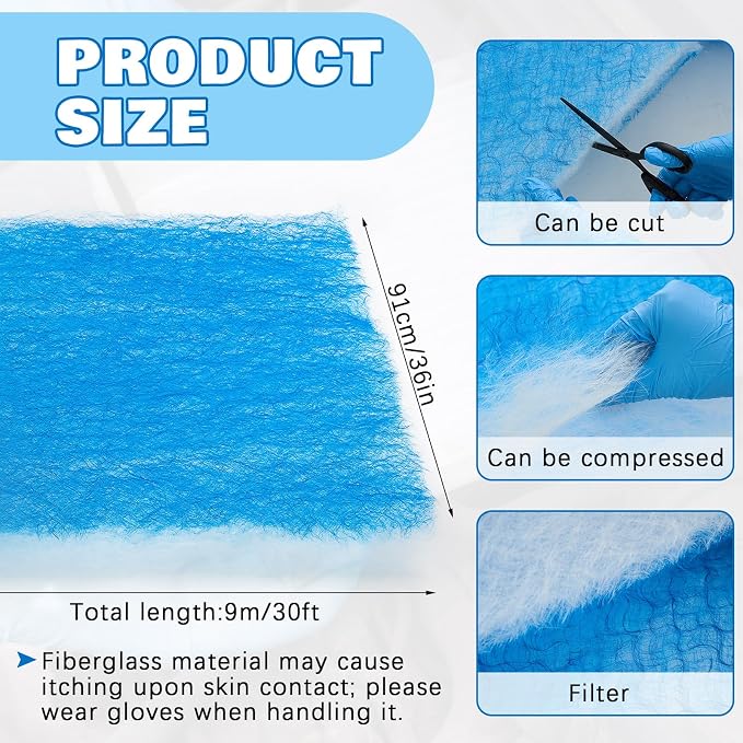 Pangda 360" x 36" x 1" Hammock Roll Air Vent Filters Media Fiberglass Air