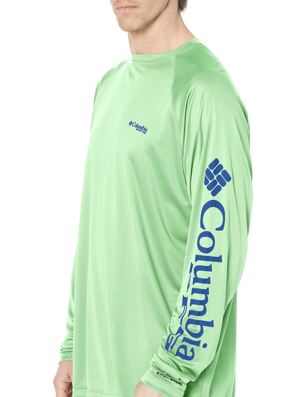 Columbia Men's PFG Terminal Tackle Long Sleeve Fishing Shirt, Key West/Vivid Blue Logo, 3X Tall