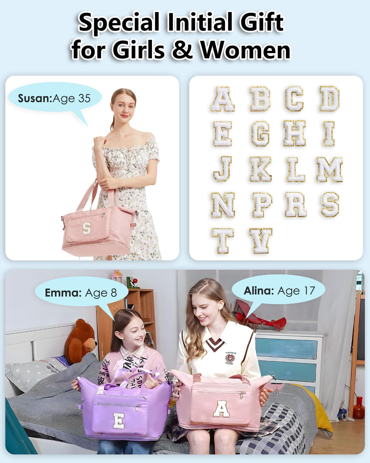 Wiabsi Women Girl Birthday Gifts Weekend Sleepover Overnight Duffle Bag