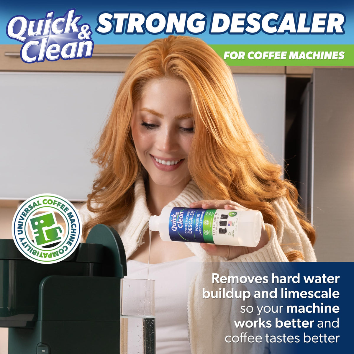 Quick & Clean 2-Pack Descaler (8 Total Uses) - Made in the USA - Descaling Solution for Keurig, Nespresso, Ninja, Delonghi, Coffee and Espresso Machines