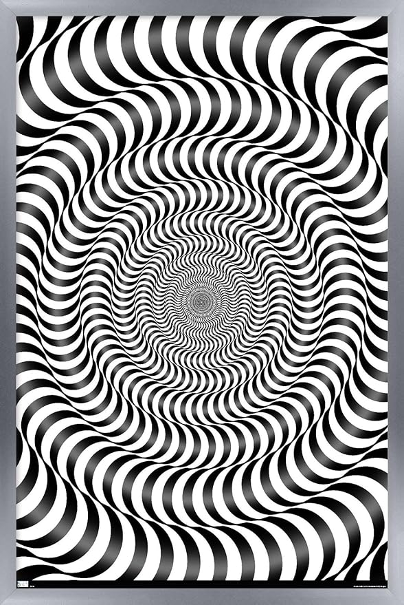 Trends International Zebra Stripe Optical Illusion Wall Poster, 14.725" x 22.375", Silver Framed Version