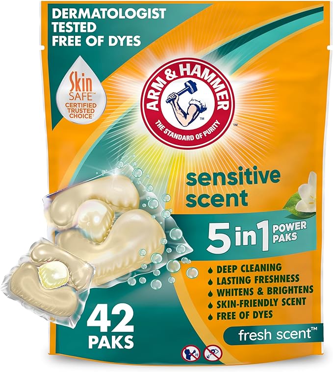 Arm & Hammer Sensitive Fresh Scent 5-IN-1 Power Paks, 42 count