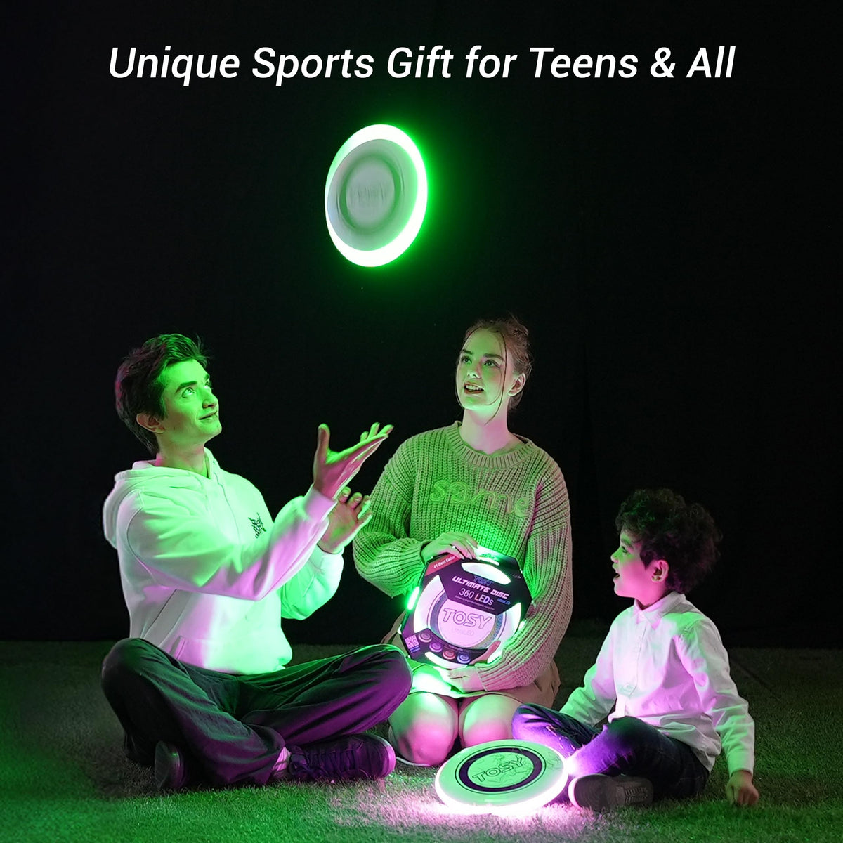 TOSY Flying Disc - 36 Monocolor LEDs, Extremely Bright, Smart Modes, Camping Essentials for Teens/Kids/Adults/Men/Boys/Girls, Auto Light Up, Rechargeable, Waterproof, 175g