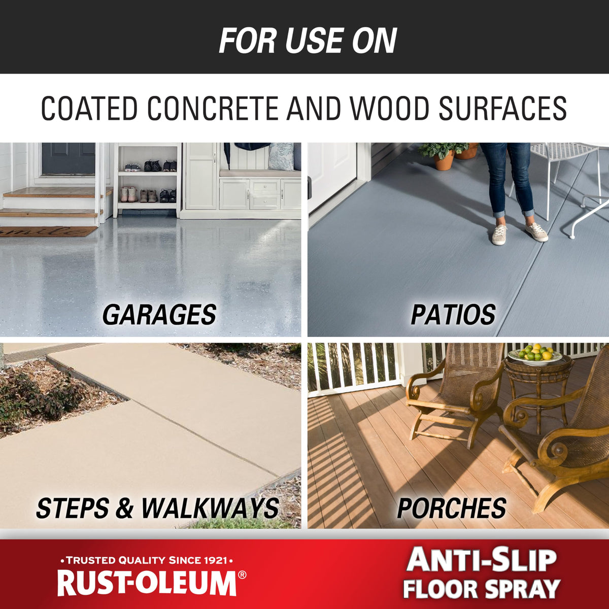 Rust-Oleum Anti-Slip Floor Spray | Textured Finish Adds Traction | Fast-Drying Formula | Resists Peeling & Fading | Clear | 15 oz Aerosol