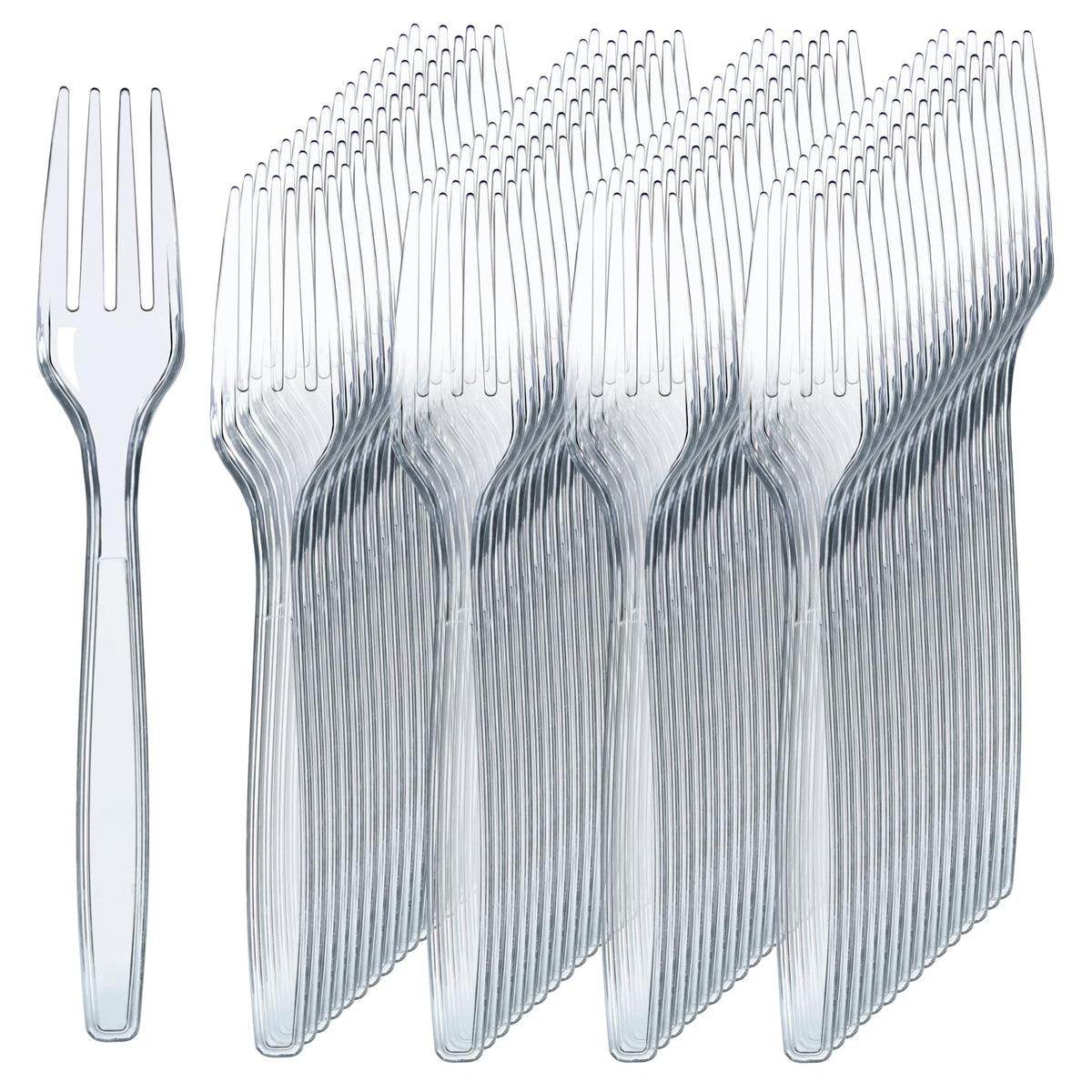 Prestee Set of 100 Rose Gold Plastic Forks Disposable - 7-in Heavy-Duty Fork Flatware - Bulk Pack Fancy Silverware - Sturdy Pink Cutlery for Weddings, Birthday Parties, Buffets, Catering and Events