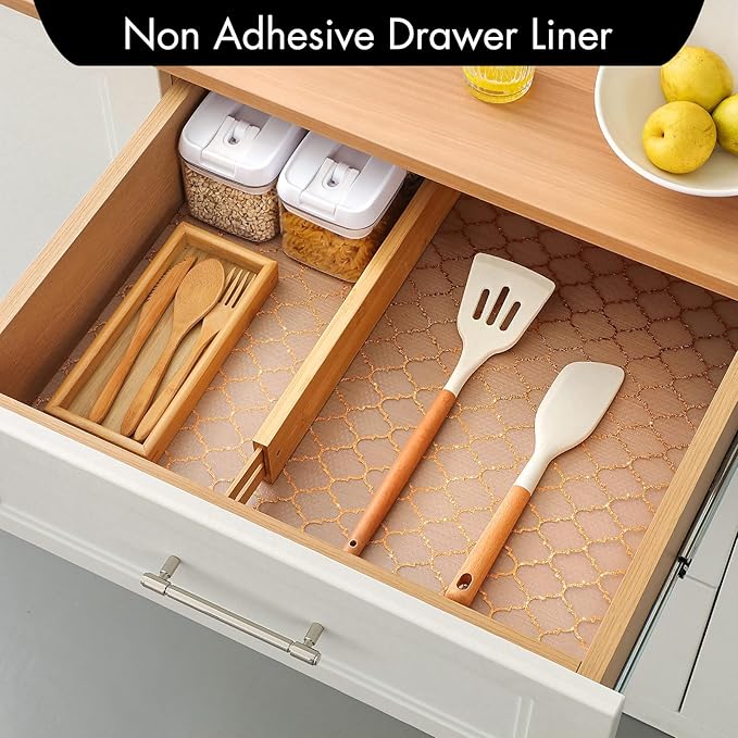 Cooyes Shelf and Drawer Liners for Kitchen Cabinets, Non Adhesive Cabinet Liner, EVA Waterproof Durable Non-Slip Drawer Mats for Shelves, Fridge, Storage, Kitchen Cupboards – Modern Pattern