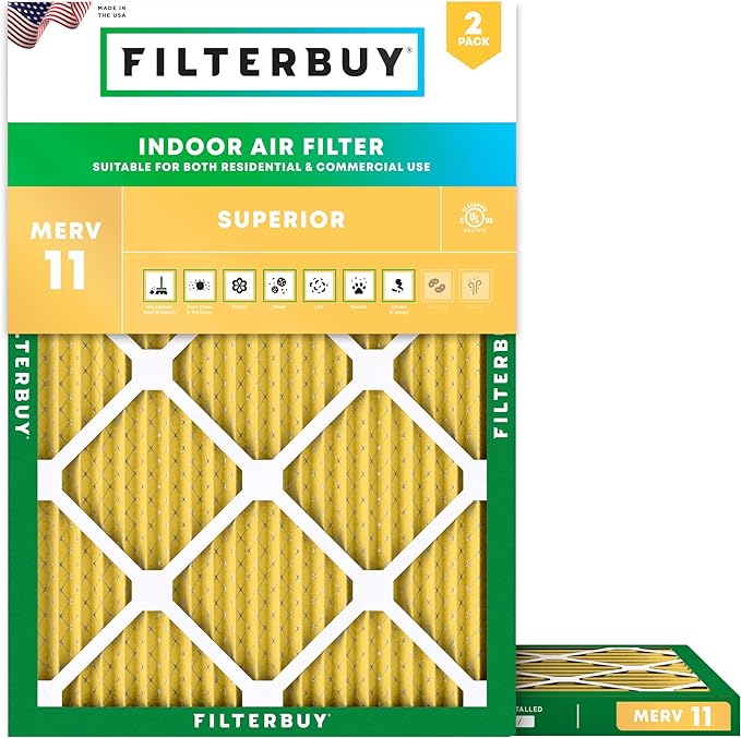 Filterbuy 16.38x21.5x1 Air Filter MERV 11 Superior Pet & Allergy Defense