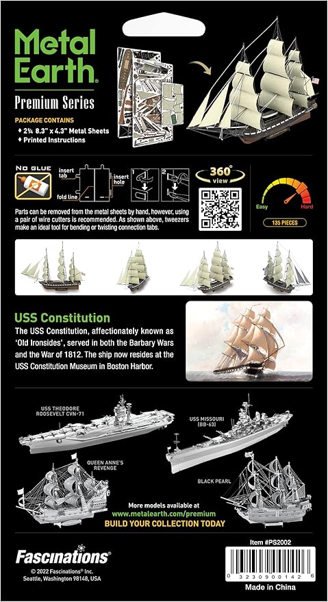 Metal Earth Premium Series USS Constitution 3D Metal Model Kit Fascinations