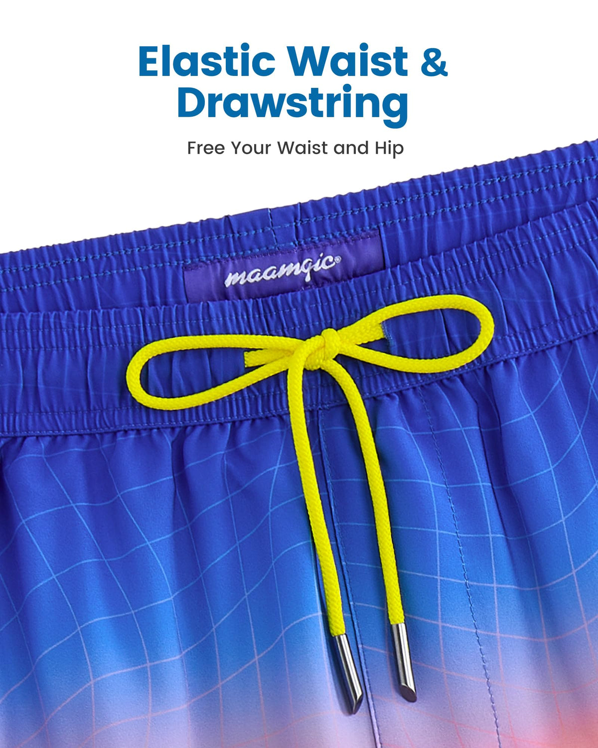 maamgic 2 in 1 Mens Swim Trunks 7 Inch Swim Shorts Swim Suits Board Shorts Orange Sunset Gradient Medium