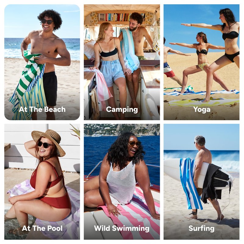 Dock & Bay Beach Towel - Quick Dry, Sand Free - Compact, Lightweight - 100% Recycled - Includes Bag - Blueberry Spritz - Extra Large (200x90cm, 78x35)