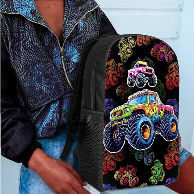 CLOHOMIN Colorful Tractor Bookbag for Boys with Lunch Box Kids Backpack and Lunchbox Set Girls 10-12 Primary School Book Bags with Lunch Bag & Pencil Case, 3 in 1