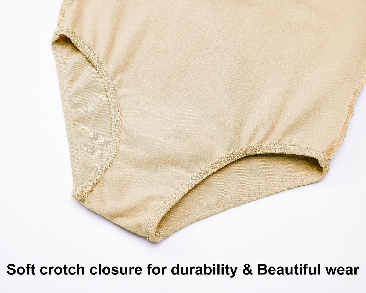 Domusgo Camisole Leotard for Girls Dance Size 8-9 Years Old Pure Nude One Piece Ballet Undergarment