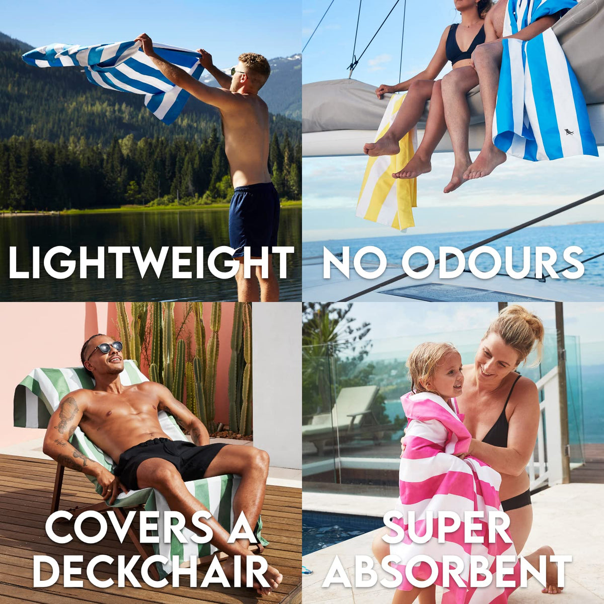 Dock & Bay Beach Towel - Quick Dry, Sand Free - Compact, Lightweight - 100% Recycled - Includes Bag - Cabana - Cayman Khaki - Large (160x90cm, 63x35)