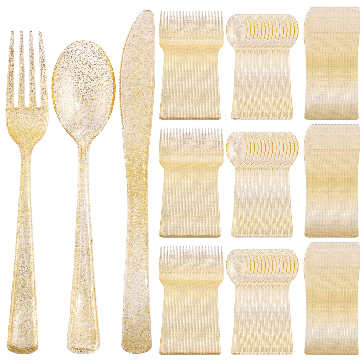 Supernal 120pcs Rainbow Plastic Silverware Set, Blue Pink Gold Ombre