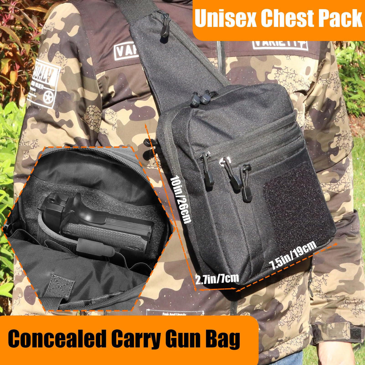 SXJWISHES Tactical Sling Bag for Men EDC Crossbody pack Tactical Shoulder Backpack Waist Bags for Women (Black)