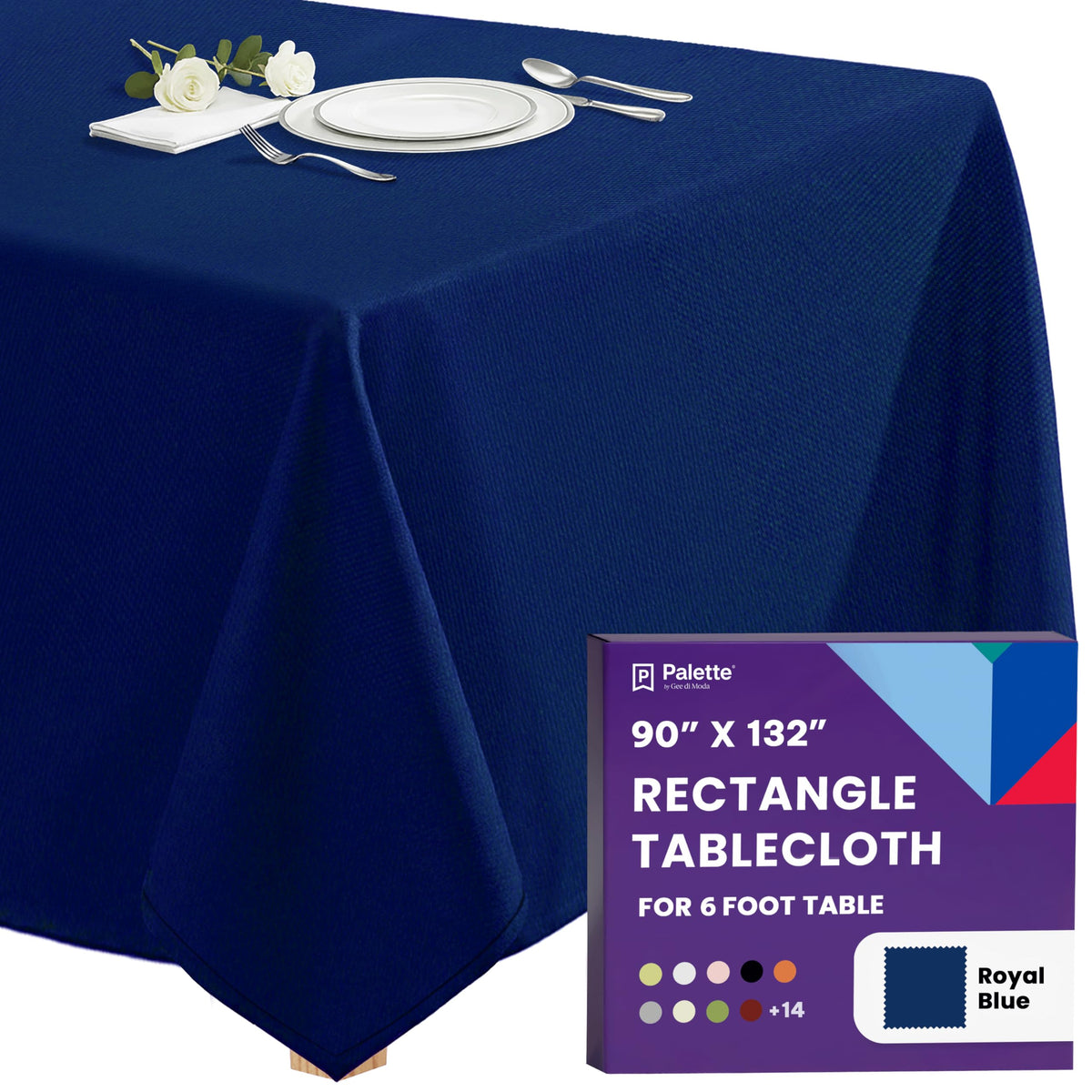 Gee Di Moda Rectangle Tablecloth - 90 x 132 Inch Black Table Cloth for 6 Foot Tables with Floor-Length Drop - Heavy Duty Washable Fabric for Holiday Party, Dinner, Weddings & Baby Shower