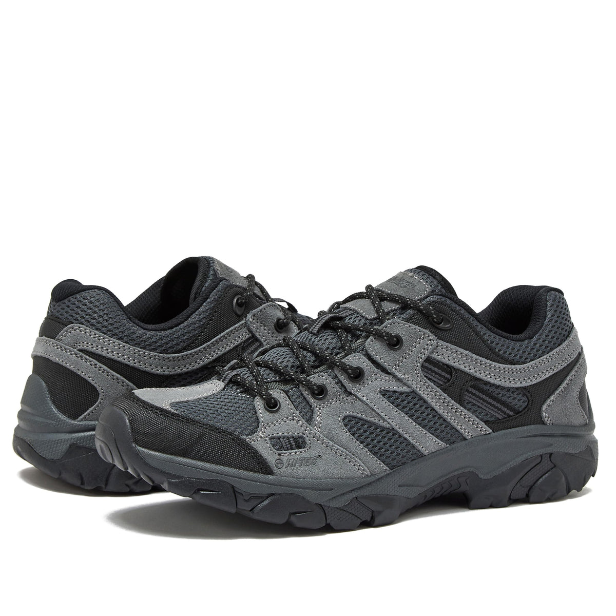 HI-TEC Ridge Low Hiking Shoes for Men, Lightweight Breathable Outdoor Trekking and Trail Sneakers - Castle Rock/Black, 11 Medium