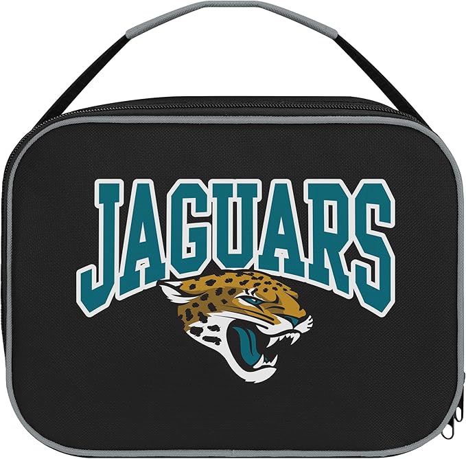 FOCO NFL Unisex-Adult Officially Licensed Wordmark Team Color Big Logo Football Zip Closure 7L Lunch Bag - Jacksonville Jaguars