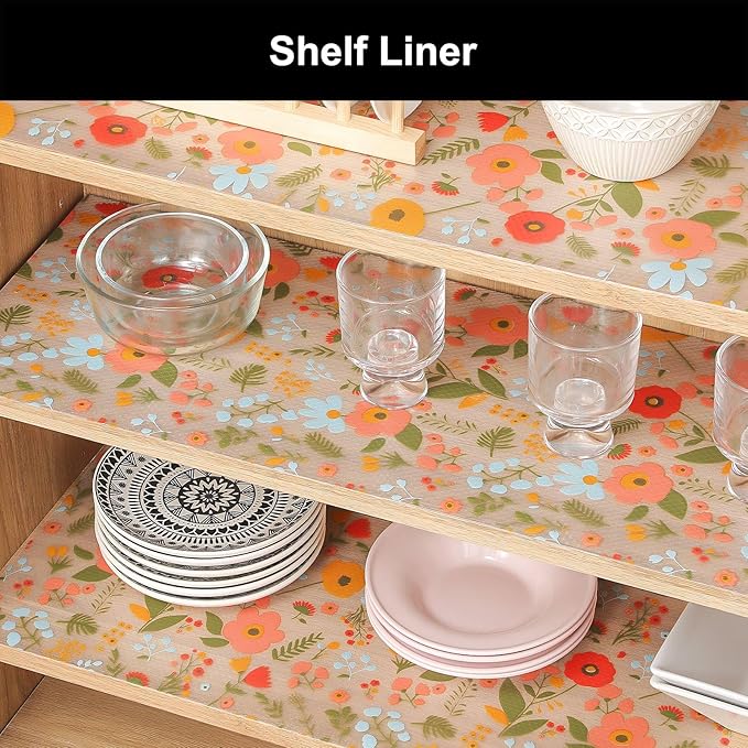 Cooyes Shelf Liner – Premium Non-Adhesive Cabinet & Drawer Liner for Kitchen – Waterproof Shelf Paper with Modern Pattern – Durable EVA Cabinet Mat – Easy to Cut (17.5" W x 78.7" L)