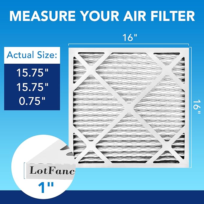LotFancy 16x16x1 Air Filter MERV 13 4-Pack, Electrostatic Pleated HVAC Furnace
