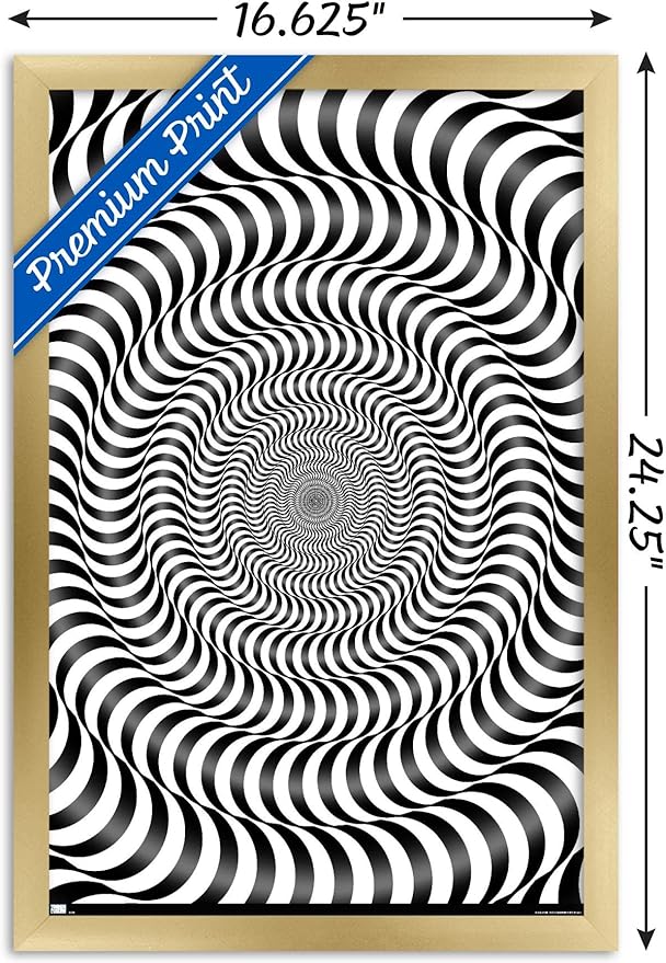Trends International Zebra Stripe Optical Illusion Wall Poster, 14.725" x 22.375", Gold Framed Version
