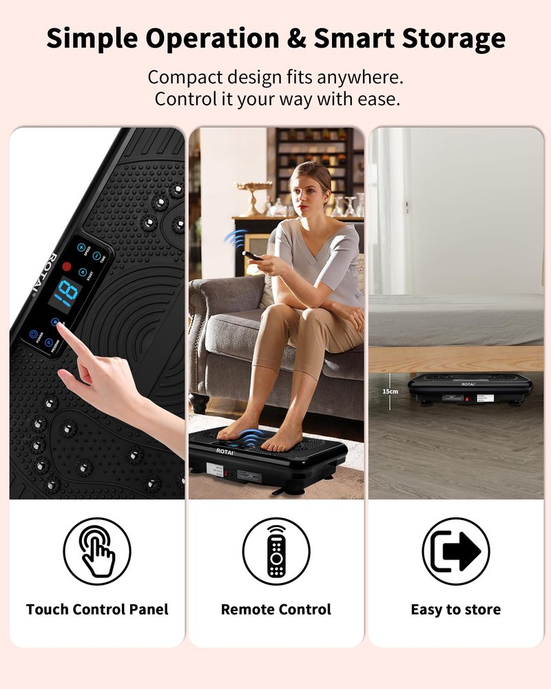 ROTAI Shake Plate Vibration Exercise Machine for Lymphatic Drainage Massager & Weight Loss, 400 lbs Capacity Whole Body Vibrating Plate Workout for Women and Men