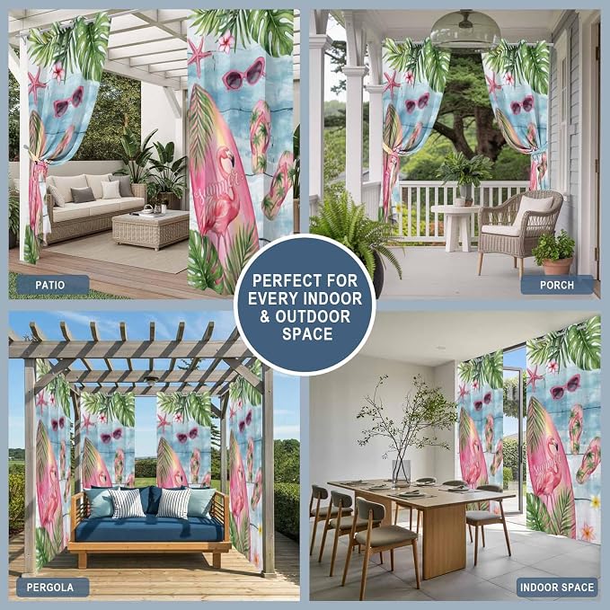 Summer Flamingbirds Outdoor Curtains