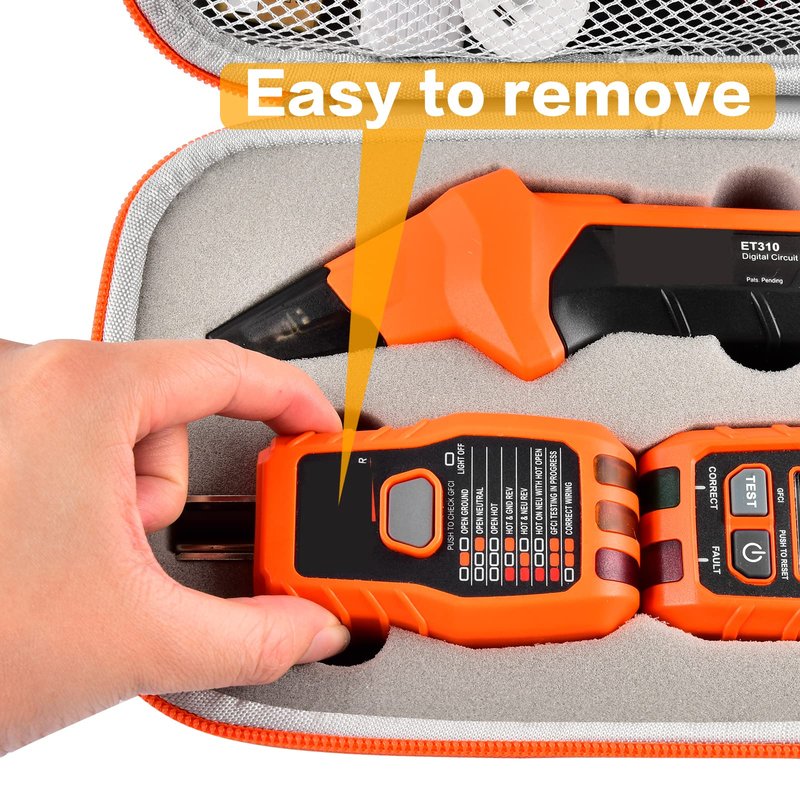 Case Compatible with Klein Tools ET310 AC Circuit Breaker Finder & 80016 Outlet Repair Tool Kit & RT250 GFCI Receptacle Tester. Electrical Storage Organizer Holder Bag (Box Only)-Grey