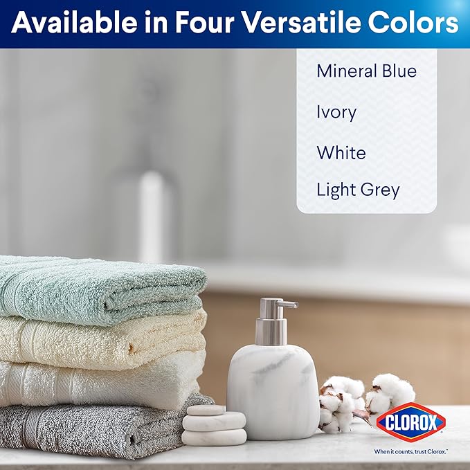 CLOROX Bleach Friendly Towels, Quick Dry, 100% Cotton Hand Towels (16" x 26"), Highly Absorbent Soft Lightweight, Ideal for Everyday Use, Easy to Wash (2 Pack, Light Grey)