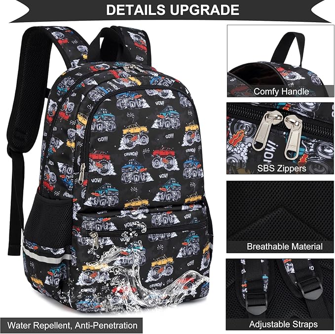 DSIUE Backpacks for Boys School Bags for Kids Elementary Bookbag and Lunch Box Set Engineering Navy Blue