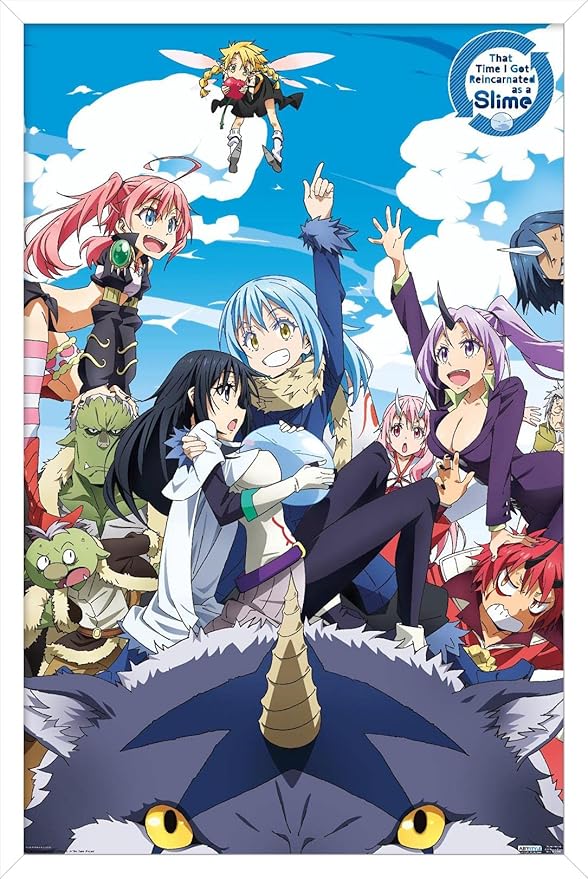 Trends International That Time I Got Reincarnated As A Slime - Group Wall Poster, 22.375" x 34", White Framed Version