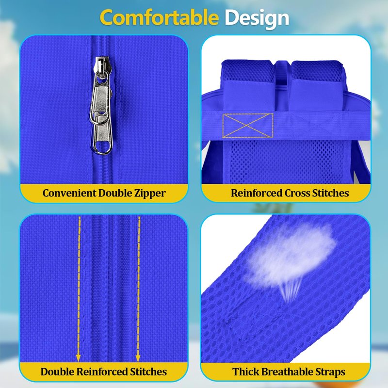 BrillaraSymn Heavy Duty Clear Backpack for School, Sturdy Fabric Clear Bookbag, Transparent PVC & Oxford Backpacks with Privacy Pocket for Boys Girls,Men & Women, Blue