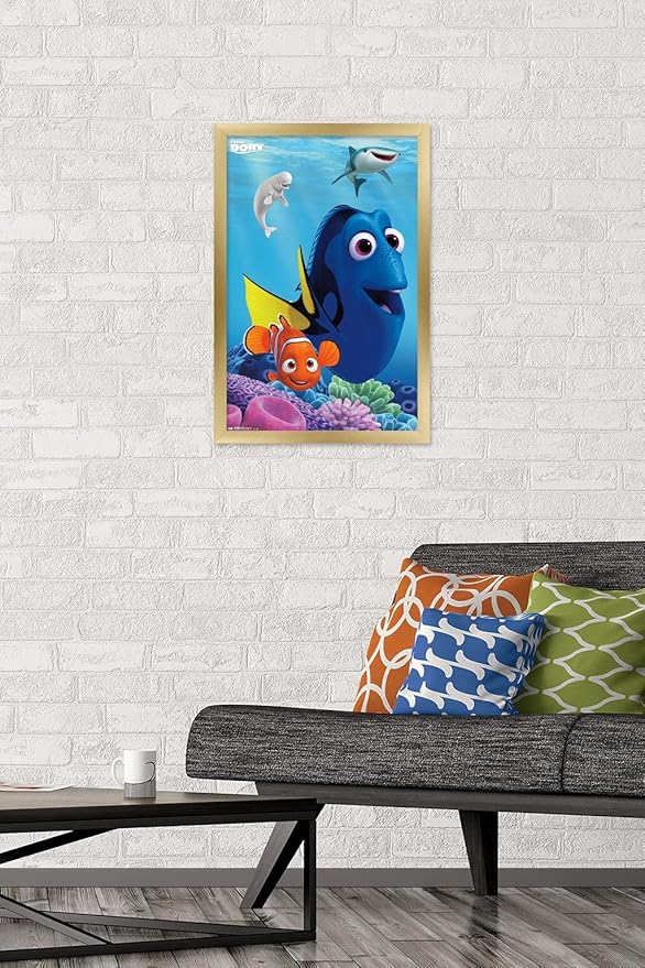 Trends International Disney Pixar Finding Dory - Dory Wall Poster, 14.725" x 22.375", Gold Framed Version
