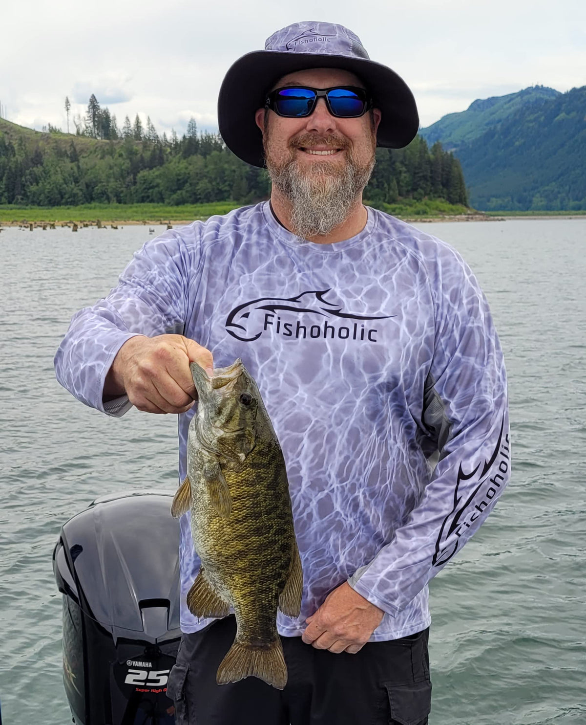 Fishoholic Fishing Hat - UPF50+ Sun Protection Wide Brim Bucket Hat with Straps