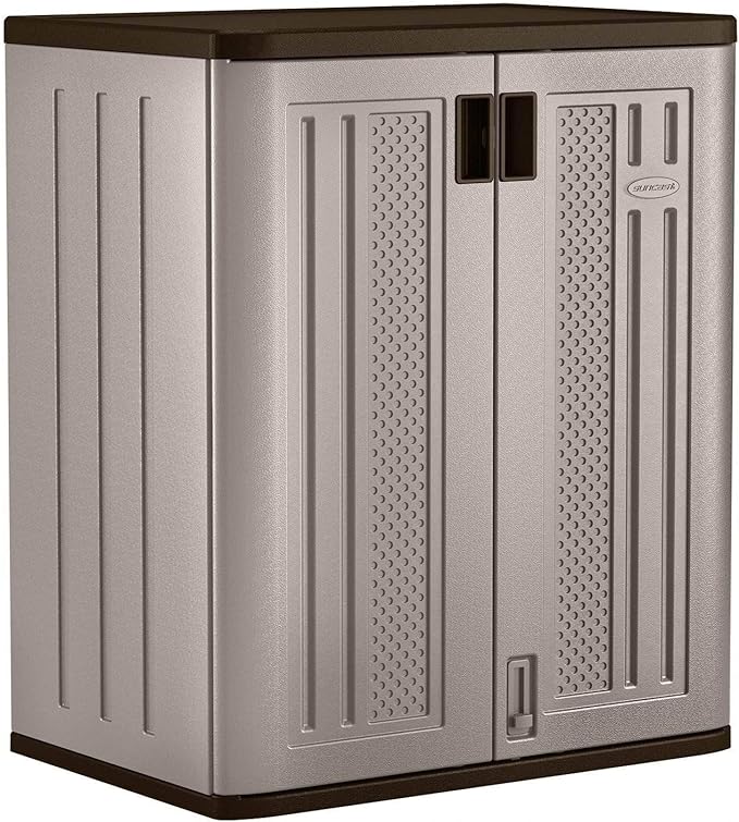 Suncast 36" Resin Base Garage Storage Cabinet, Platinum, Made in the USA