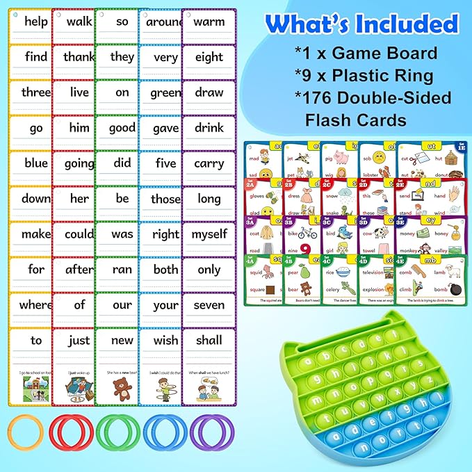 Sight Word Flash Cards Kindergarten, Sight Word Phonics Spelling Games, Preschool First Words Flashcards for Toddlers 3-5 Years, Learning to Read, Site Words Phonics Flash Cards Kindergarten