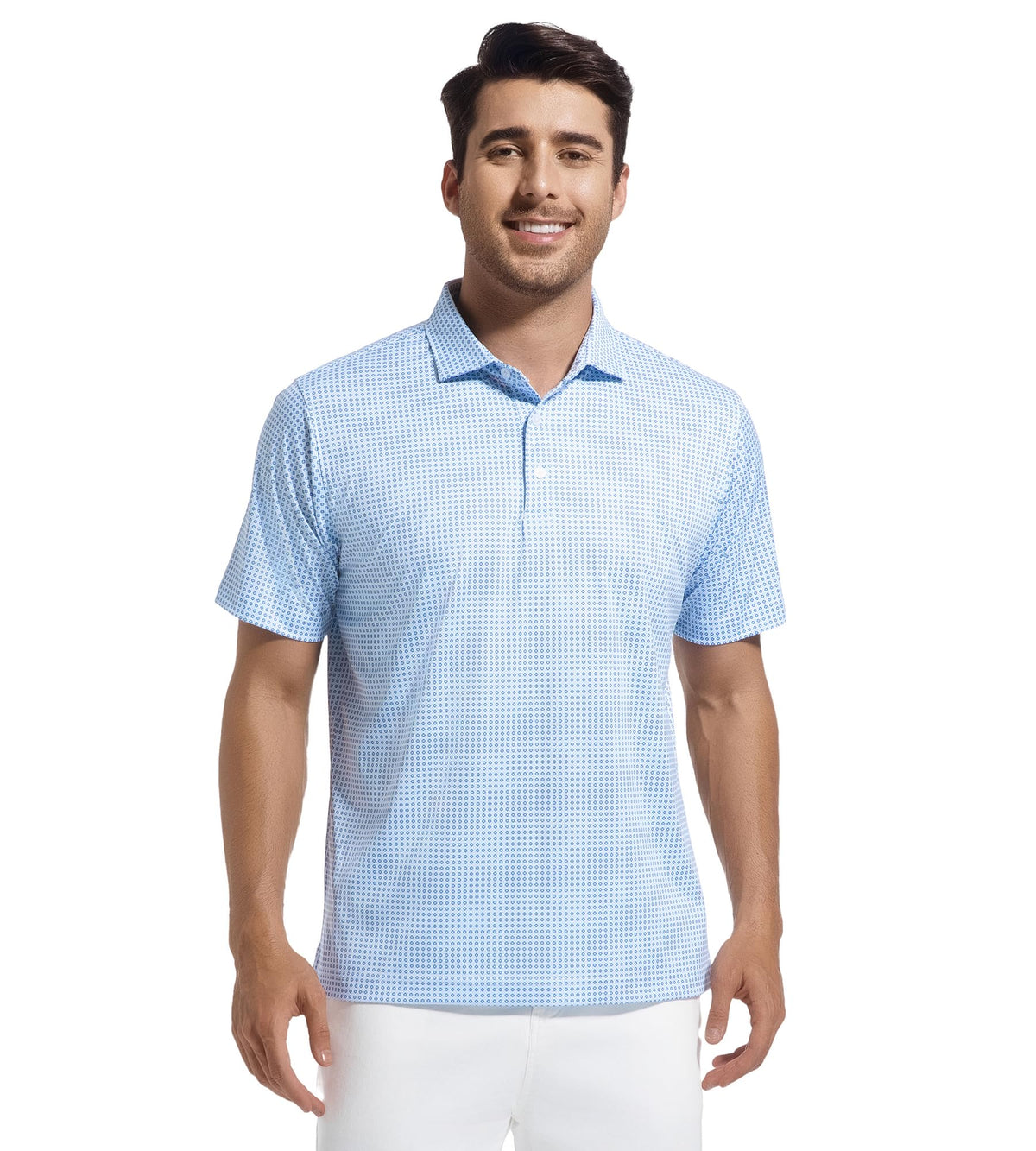 Mens Golf Shirt Moisture Wicking Classic Print Golf Shirts,Blue Ball,M