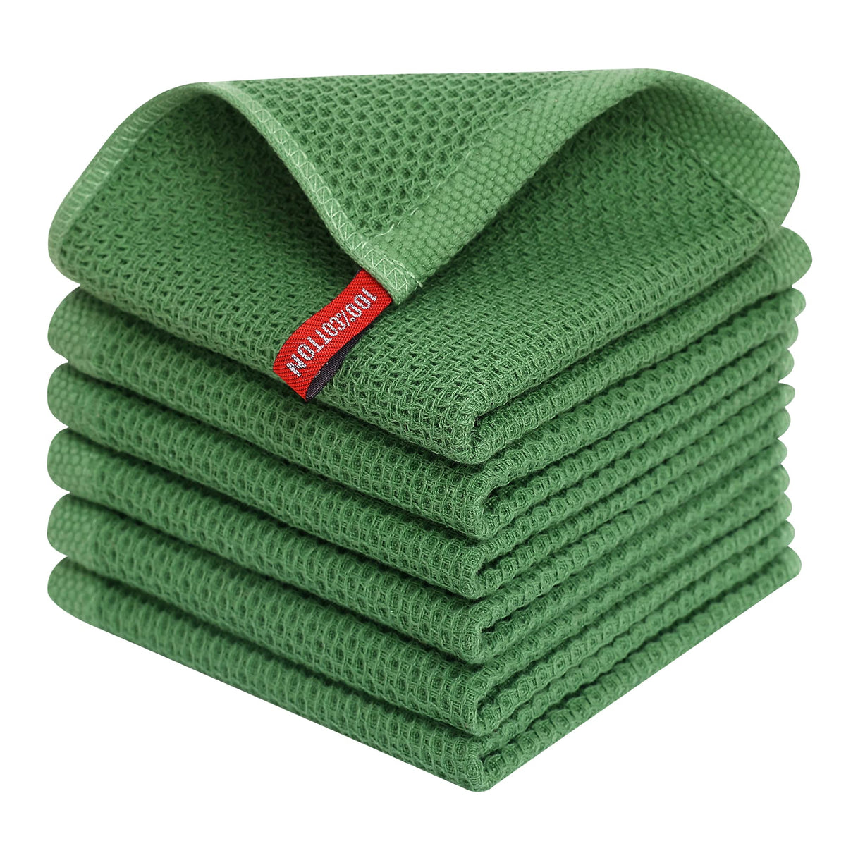 Homaxy 100% Cotton Waffle Weave Kitchen Dish Cloths, Ultra Soft Absorbent Quick Drying Dish Towels, 12 x 12 Inches — 12 x 12 - 12 Pack — 12 X 12 - 6 Pack