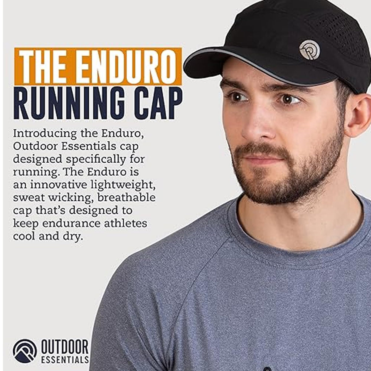 OutdoorEssentials Running Hat - Breathable Running Hats for Women & Men - Jogging Exercise Hiking Cap - Trail Baseball Tennis Black