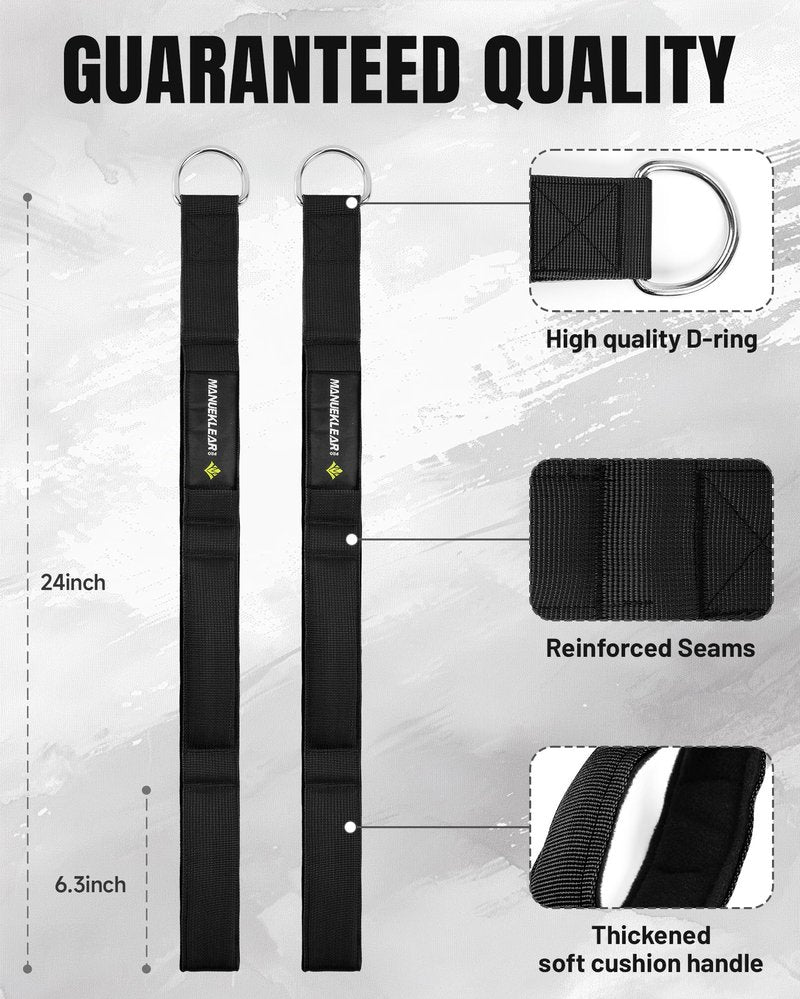 MANUEKLEAR Tricep Rope Cable Attachment Handles, Greater Range of Motion, Tricep Pull Down Rope for Push Downs, Crunches, Facepulls for Professional Gym (Black 2pcs)