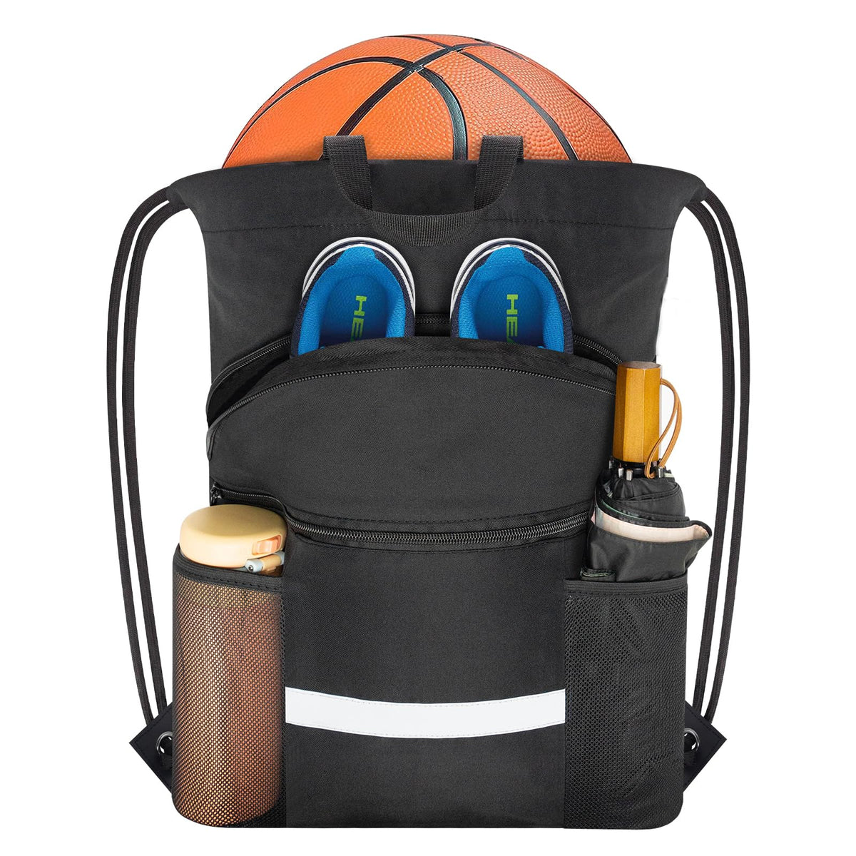 HOLYLUCK Men & Women Outdoor Sport Gym Sack Waterproof Drawstring Backpack Bag (Simple Drawstring, Black x 2)