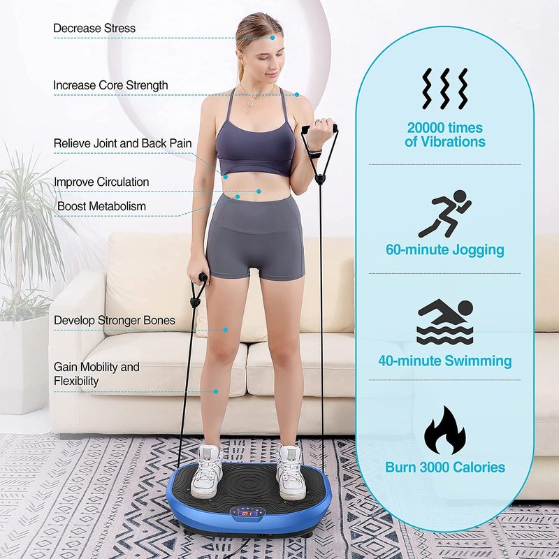 AXV Vibration Plate Exercise Machine Whole Body Workout Music Vibrate Fitness Platform Lymphatic Drainage Machine for Weight Loss Shaping Toning Wellness Home Gyms Workout